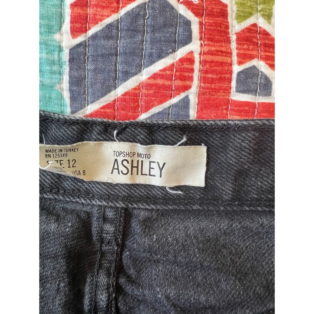 Topshop Moto Ashley Denim Shorts Bundle 2 Pair Black & Blue Distressed Size: 8 - Picture 6 of 7